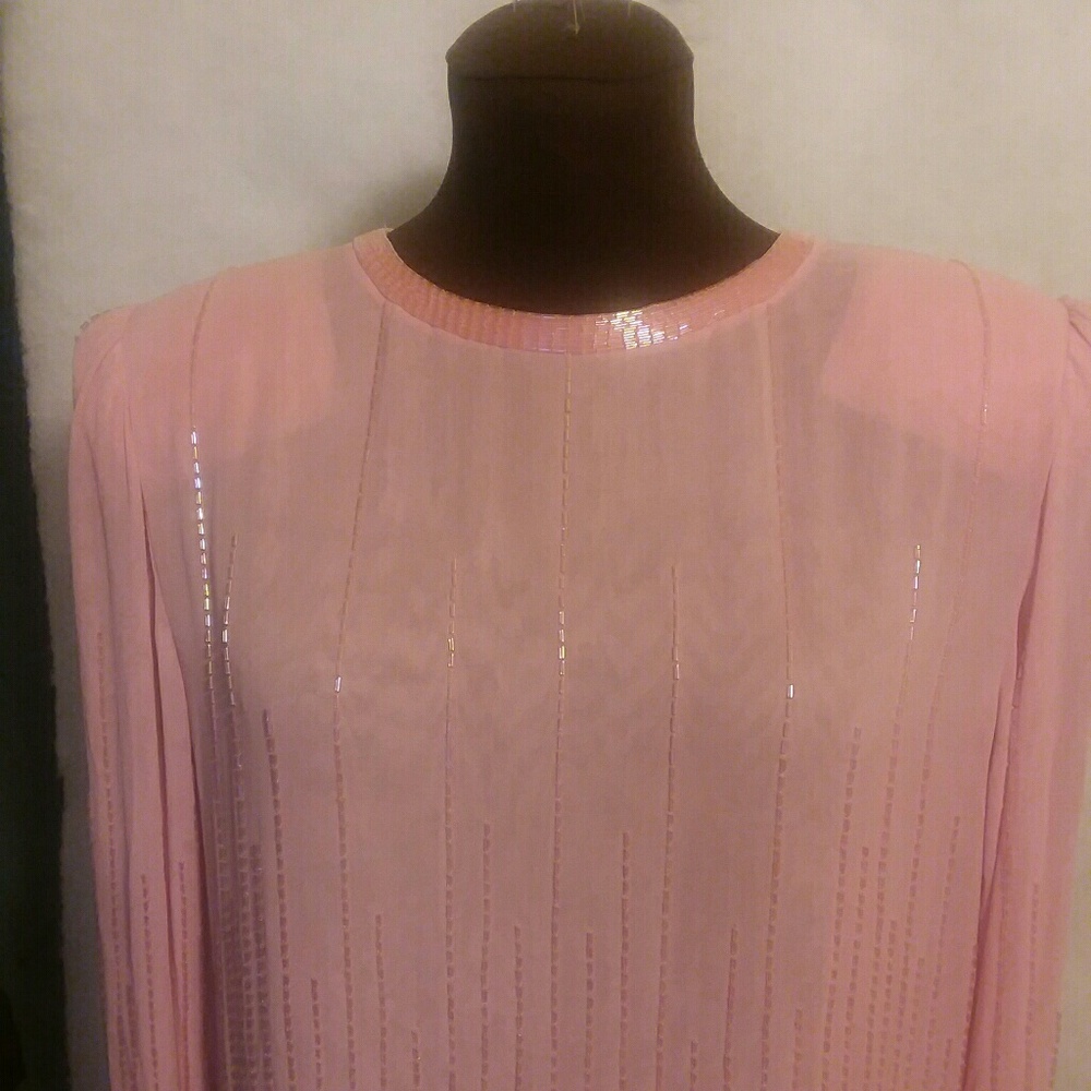 🌺Pink Sheer Embellished Women's 2pc Dress Suit